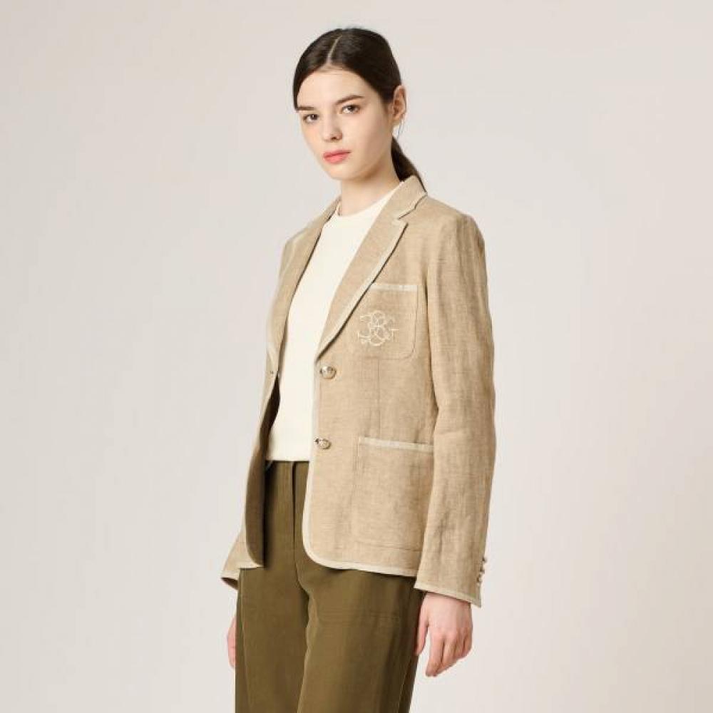 Bcbg Logo Point Piping Linen Jacket B4m3j105