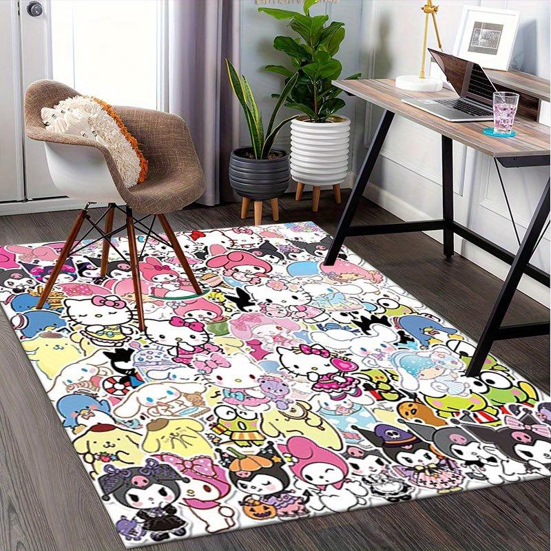 1pc Sanrio Hello Kitty Mermaid Printed Office Carpet Rectangle Rug Under The Table,Perfect Room Decor for Living Room, Bedroom, Kitchen, Non-slip Floo
