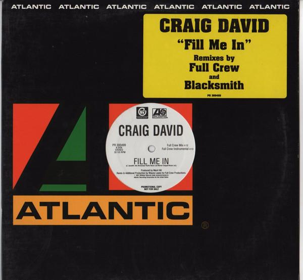 

12-дюймовая пластинка CRAIG DAVID Fill Me In PR300499 Atlantic 2001 US Rap HipHopRB Б/у
