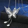 1pc Elegant Y-Shaped Necklace with Sparkling White Butterfly Pendant - Long, Dangling Rhinestone & Zinc Alloy Chain, Perfect for Everyday Fashion, Eve