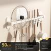 White Wall-Mounted Kitchen Rack: No-Drill Seasoning, Knife, and Chopsticks Organizer