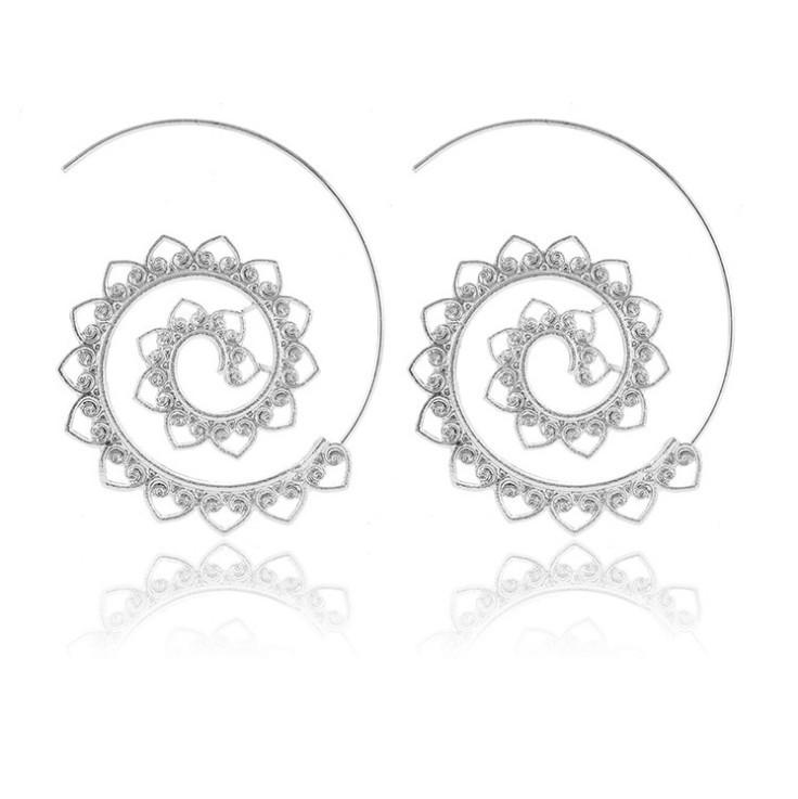 Western Spiral Oval & Heart-Shaped Retro Earrings