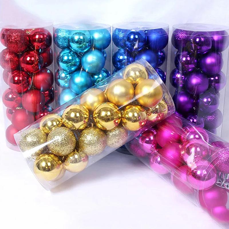 24Pcs/Box 3/4Cm Christmas Balls Set Christmas Tree Ornaments Christmas Hanging Pendants Christmas Tree Decor  Year Gifts