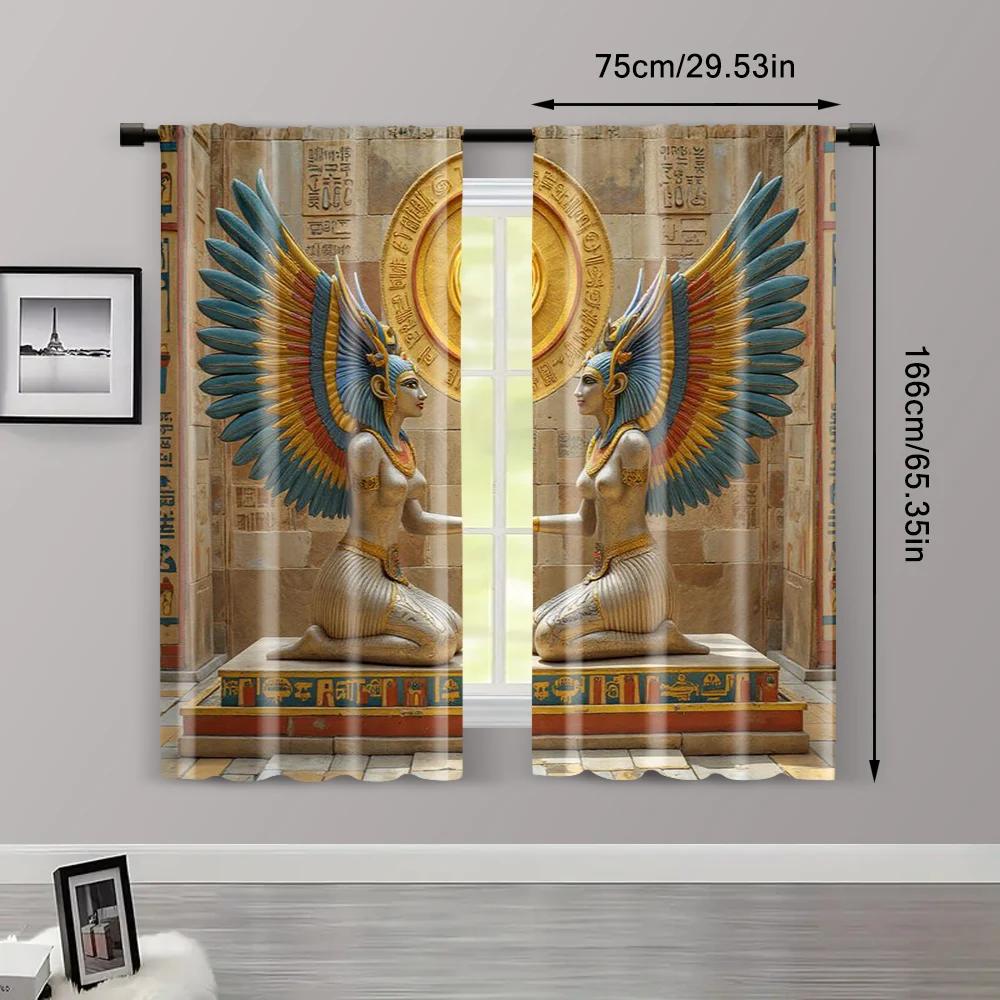 2pcs   Creative Curtains Egyptian double goddesses Polyester (without rod) Home Decor Perfect for Bedroom Living Room Window