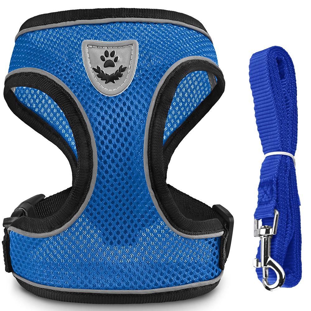 Reflektierendes Atmungsaktives Hundegeschirr im Westenstil mit Einziehleine für Kleine und Mittelgroße Hunde