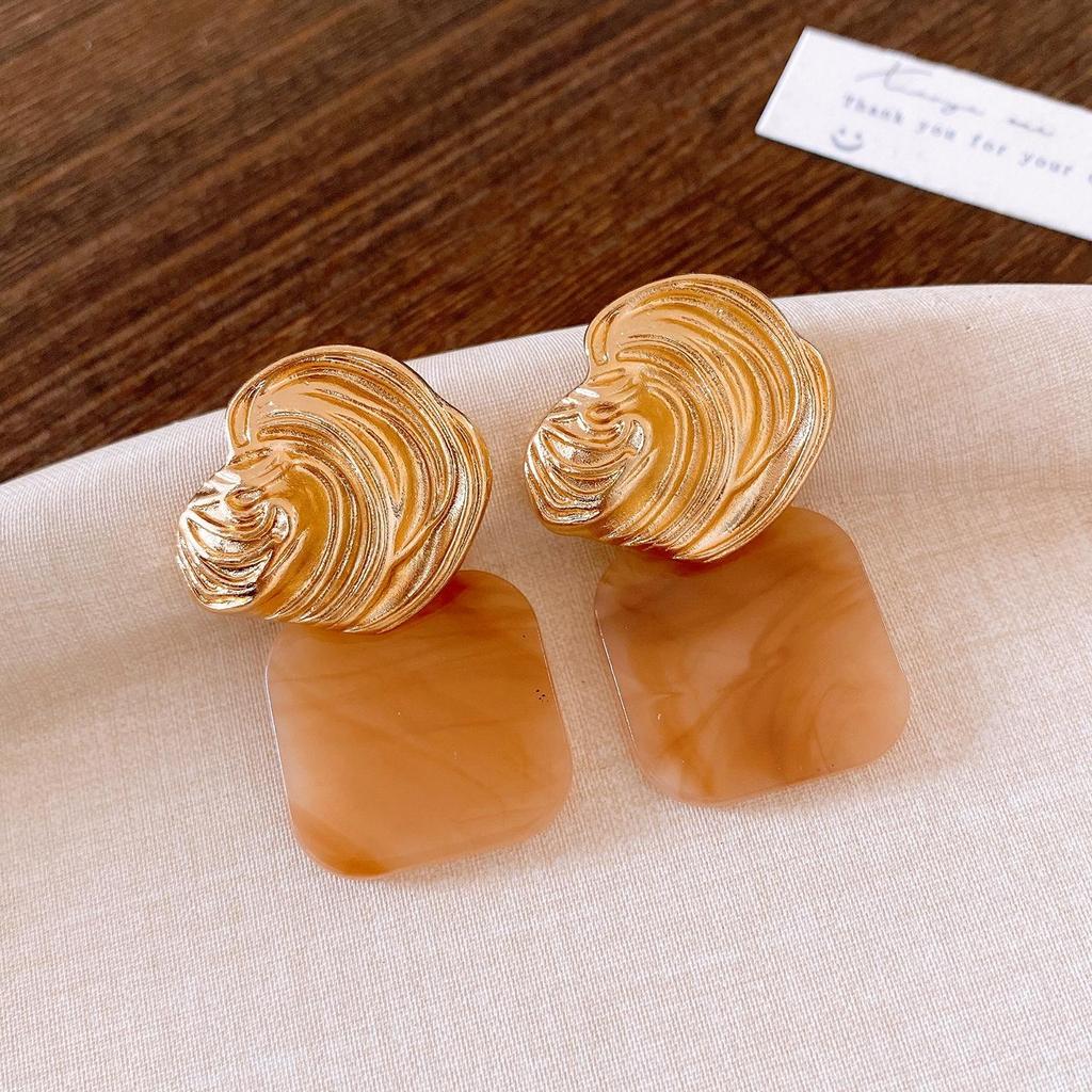Silver Needle Geometric Irregular Resin Y2K Earrings - Retro Stud Ear Accessories for Women