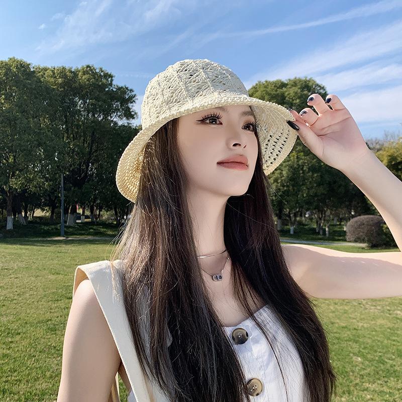 Новый летний стиль, стиль морского отдыха, соломенная шляпа ручной работы для женщин, ажурная, для пляжа, защита от солнца и защита от солнца, шляпа рыбака