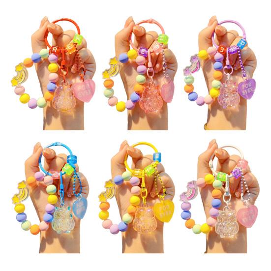 Beaded Phone Wrist Strap with Owl Bag Charm Anti-Lost Keychain Bracelet Lanyard for Cellphone Handbag Keys