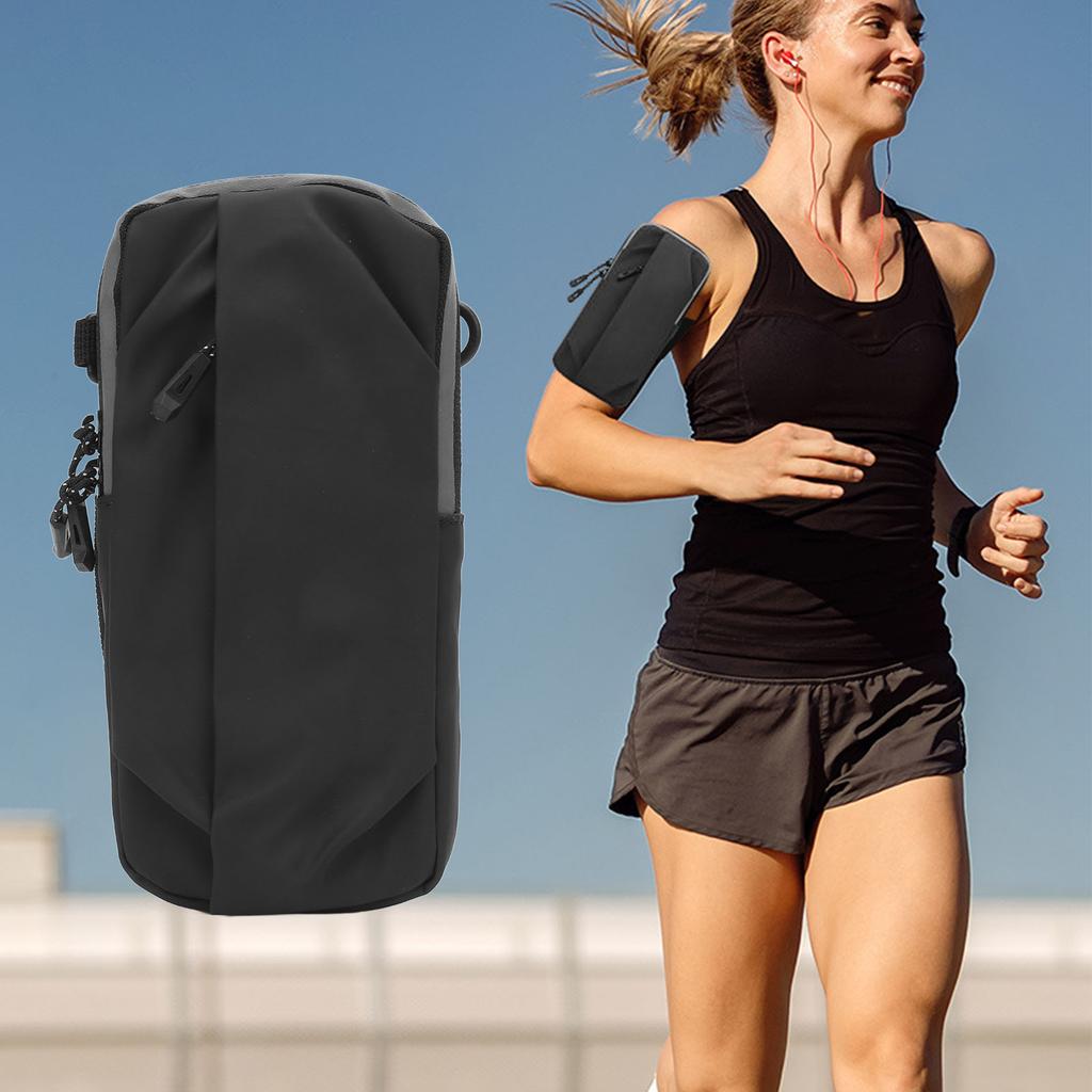 Running Phone Armband Holder Water Proof PU Adjustable Strap Casual Phone Holder Arm Band Black