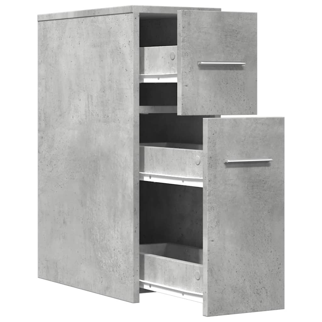 Narrow Bathroom Cabinet with Casters Concrete Grey Particleboard