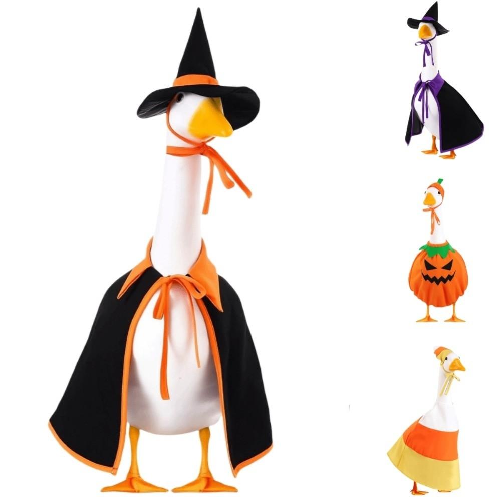 Funny Cloak Halloween Porch Goose Costume Witch Hat 23inch Lawn Goose Outfit Creative Pumpkin Garden Goose Costume Outdoor