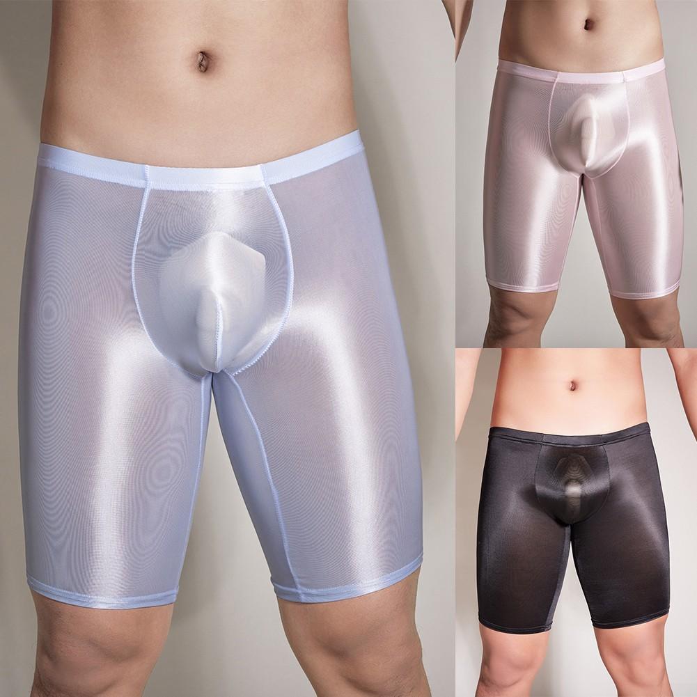 See Through Men Underwear Sheer Shiny Shorts Trunks Swim
