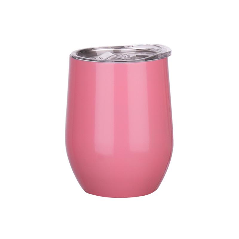 304 Stainless Steel Double-Layer Vacuum Insulated 12oz Egg-Shaped Cup, Portable U-Shaped Design with Heat Sublimation Spray.