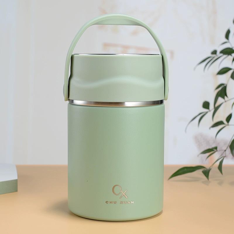 Large Capacity Portable Insulated Thermos Lunch Box with Spoon 600ml