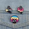 Unique Black Cats With Horn Enamel Pin Fashionable Accessory Animal Themed Gift Pin For Bags Clothes Hats