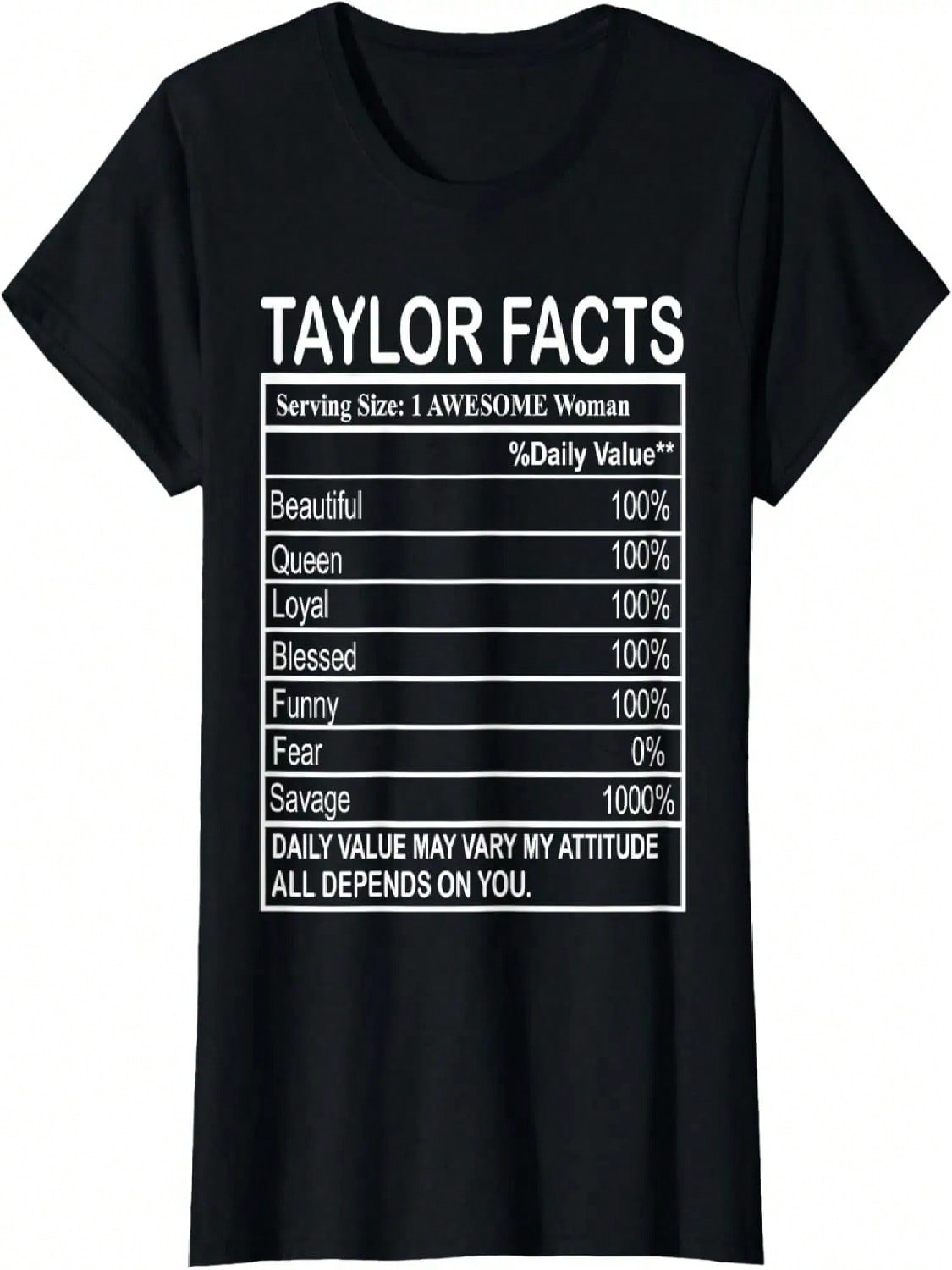 Wounisexs Taylor Nutrition Facts T-Shirt_ Classic Fit, Short Sleeve, Birthday, Fitness, Casual S разноцветный