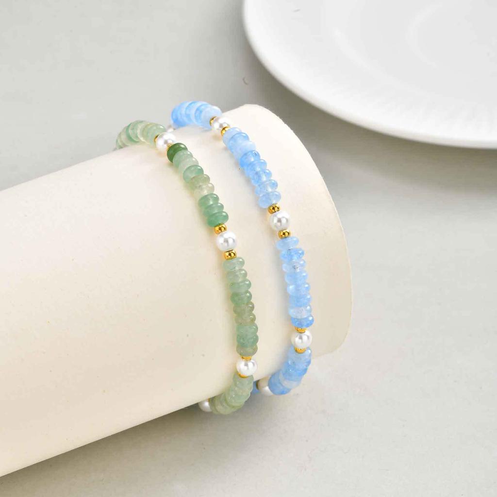 Kleiner frischer Fee-Wind Schmuck Edelstahl Imitation Perle Kristallperle Armband Damen Schmuck Br-2732
