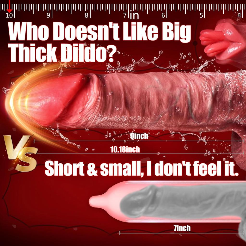 Sex Toys Insertion Dildo Vibrator with 7 Insertion and 10 Vibration and Heated Licking Modes, Realistic Suction Cup Dildo