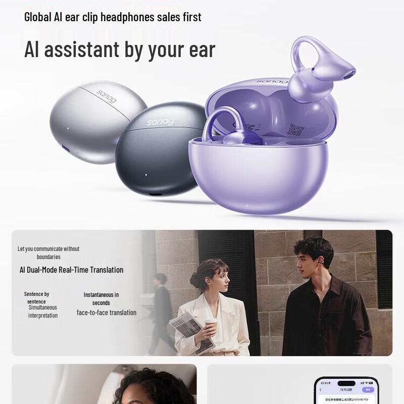 SANAG Ear Clip Bluetooth Earbuds