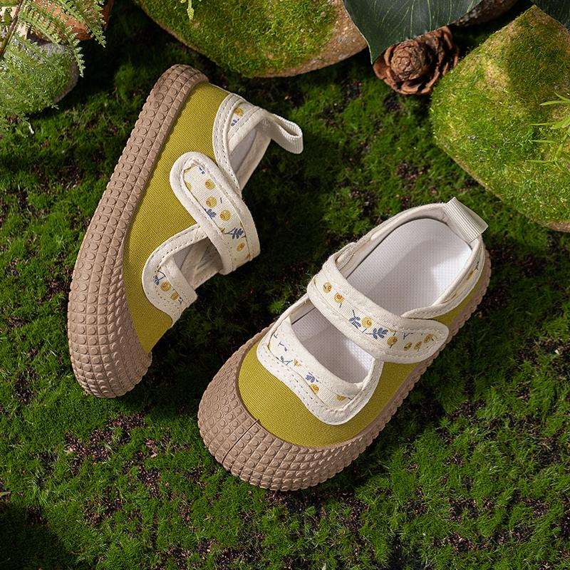 Girl's Canvas Shoes Flower Sweet Children Princess Casual Shoes Breathable Spring Autumn Leisure Fashion Kids Walking Flat Shoes