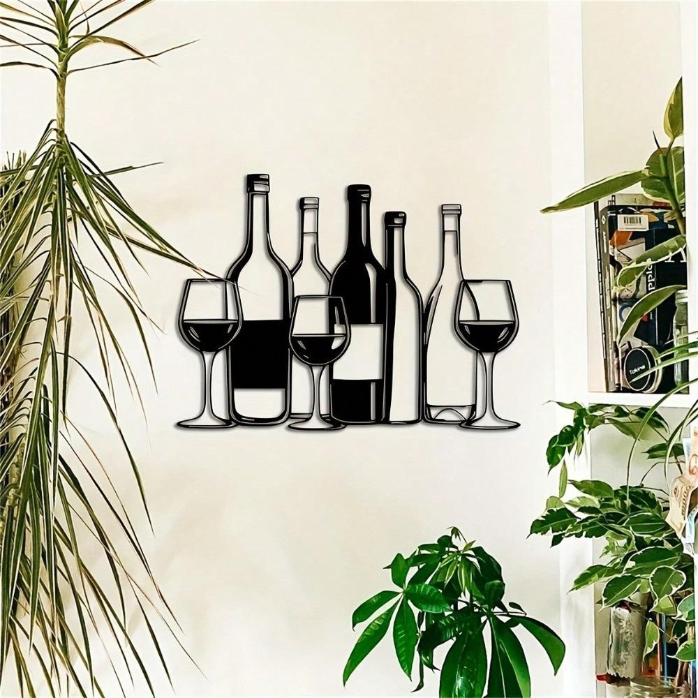 Metal Wine Glass Wall Art 11.81 Inch Minimalist Decor Indoor Outdoor Hanging Gift