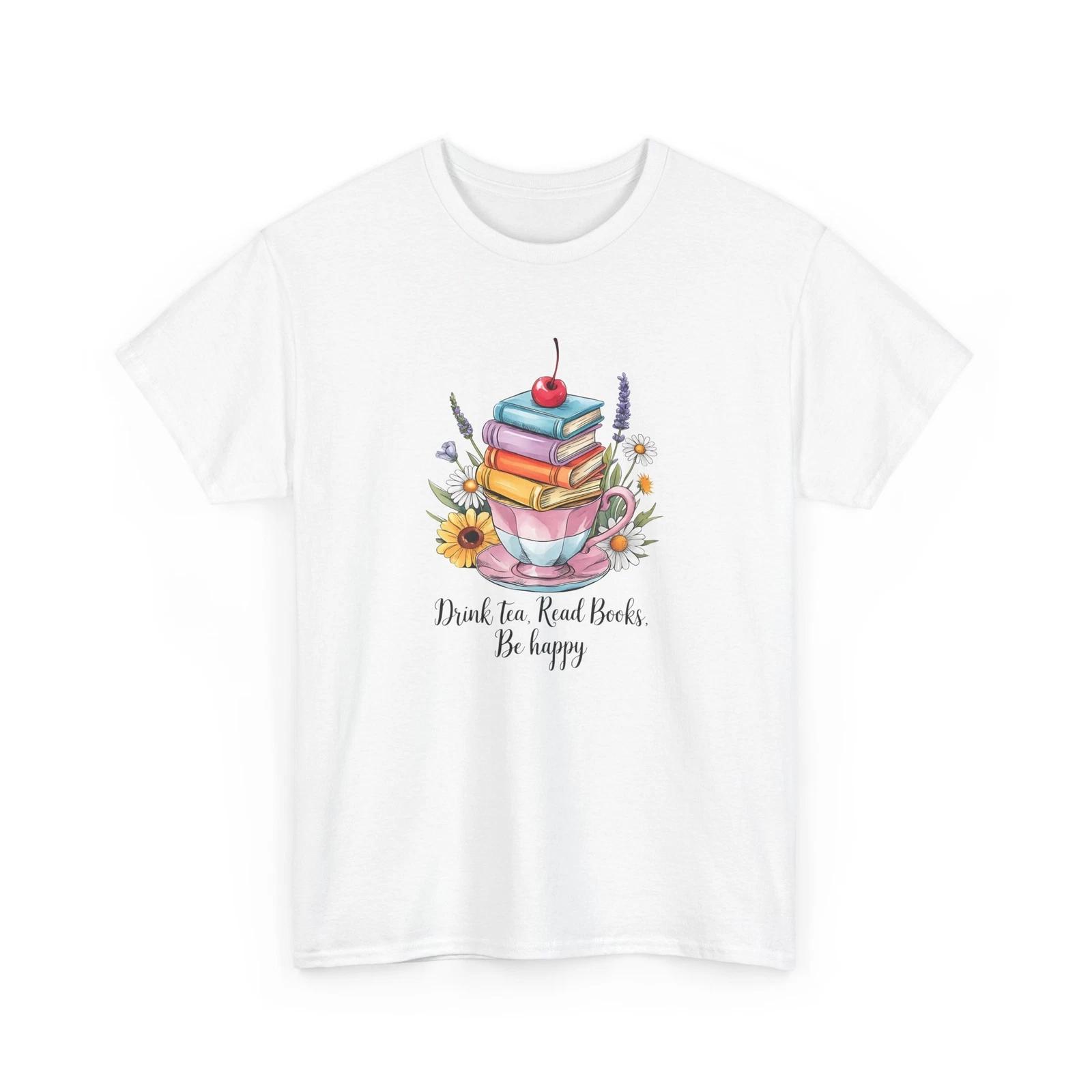 

Book T-Shirt | Booktrovert T-Shirt | Drink Tea Read Books Be Happy Shirt 4XL