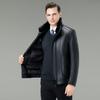 Luxury Men's Winter Leather Jacket with Down Liner - Middle-Aged Business Casual Warm Fur