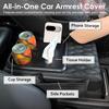 Car Armrest Cushion, 5-in-1 Design with Cup Holders, Car Center Console Cover, Tissue Box, Multifunctional Arm Rest Cover for Car with Cup