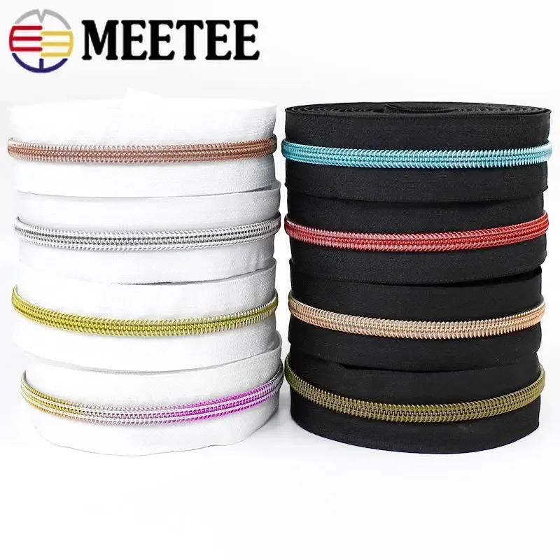 Meetee 3-10M 3# 5# Sewing Nylon Zippers Tapes Per Meter Bag Shoes Zipper Decorative Roll Coil Zip Repair Kit DIY Sew Accessories