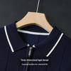 Polo Tricoté Épais pour Homme à Rayures Color Block avec Fermeture Éclair et Col Rabattu