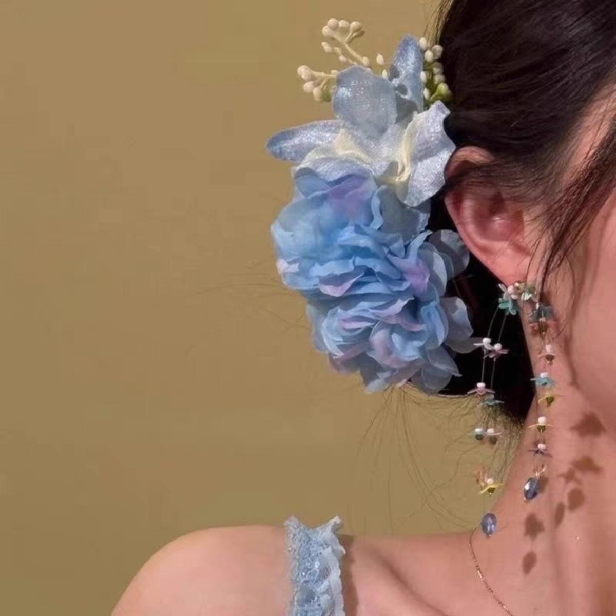 

Hairpin for Women Handmade Multi Petal Hair Clip Headdress Chinese Style Butterfly Headdres style1 синий