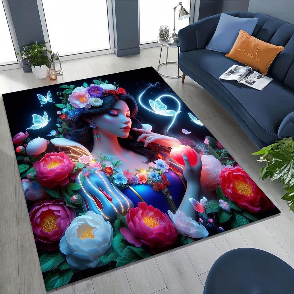 Snow White Princess Cartoon Fairy Tales Rug for Bedroom Living Room Sofa Home Doormat Decor, Large Kids Play Non-slip Floor Mat