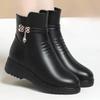 Women Winter Casual Platform Block High Heels Ankle Boots Female Suede Fleece Zipper Buckle Warm Snow Boots Shoes