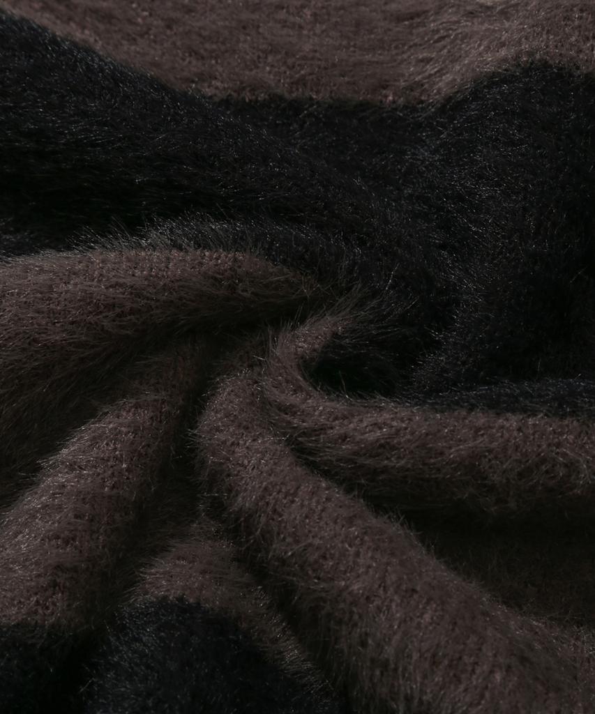 TRILLION Hairy Brush Stripe Crew Neck Knit (Ash Gray)