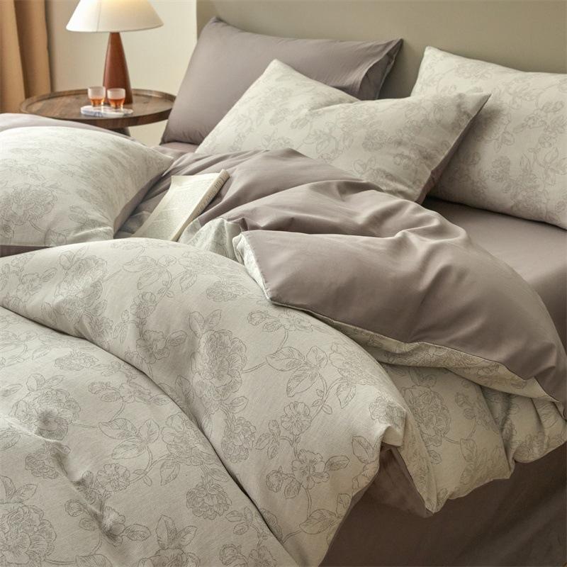 Class A 120 Maternal And Infant Grade Jacquard Pure Cotton 4Pcs Set Xinjiang Cotton Cotton Naked Sleeping Sheet Quilt Cover Mattress Model