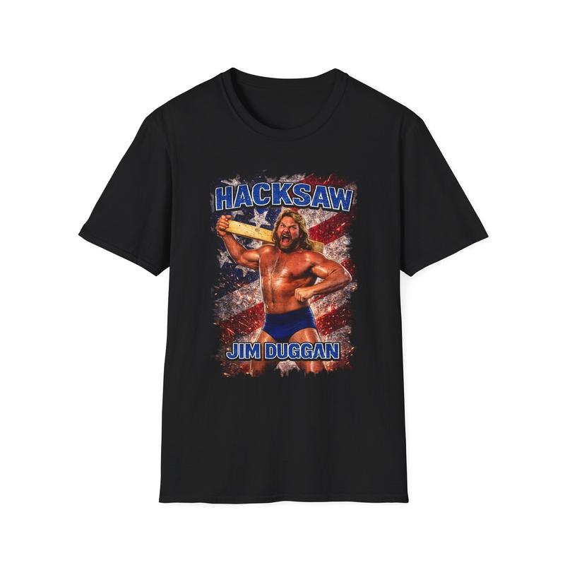 Hacksaw Jim Duggan wrestling graphic Unisex T-Shirt| Retro patriotic design S