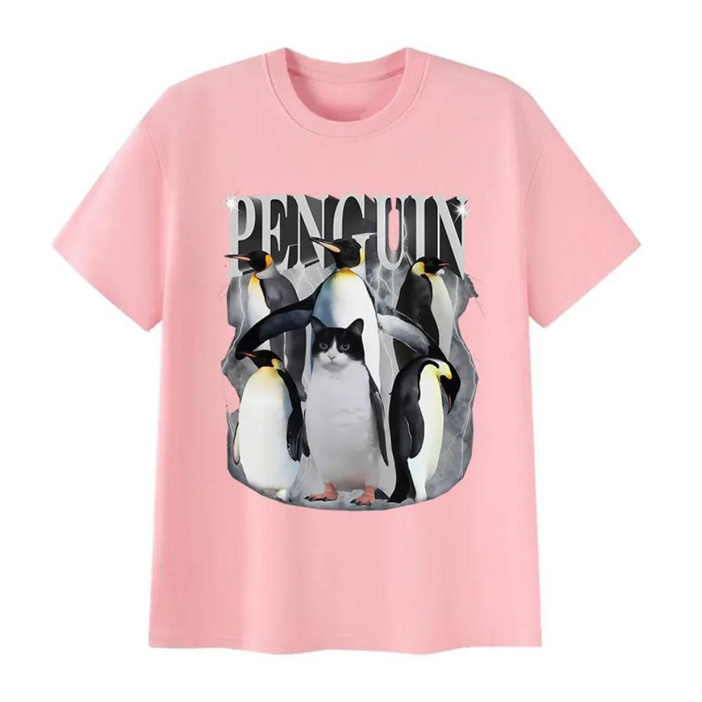 Süßer Pinguin Lustiges Meme T-Shirt Herren Damen Vintage Mode Hohe Qualität Baumwolle T-Shirts Oberteile Kleidung Kurzarm T-Shirt