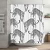 Black Leopard Shower Curtain Waterproof Bathroom Decor Pattern Printing Washable Polyester Size Customizable