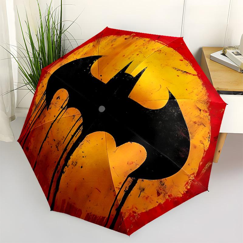 1pc Batman Symbol Automatic Folding Umbrella - Compact 8-Rib Design, Durable Plastic & Iron, Daily Use Z1230045