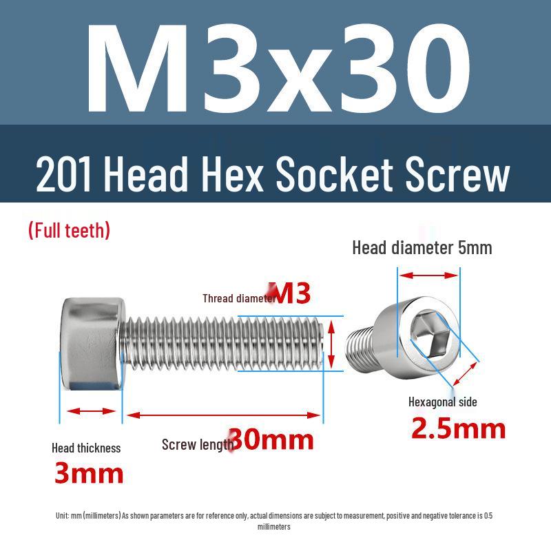 Yigu 201 Stainless Steel Cup Head Hexagon Screws and Bolts - M3, M4, M5, M6