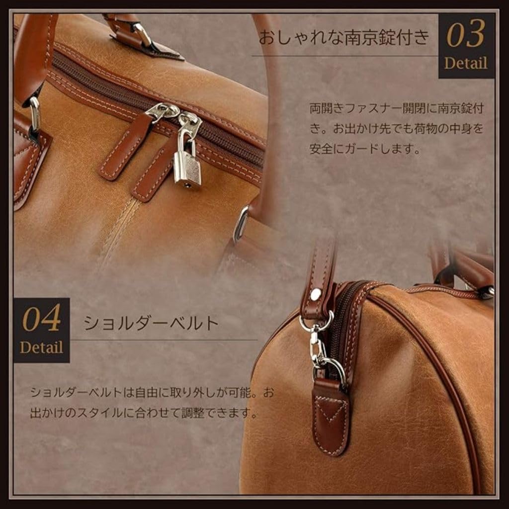 Hergestellt in Toyooka Boston Tasche für 2 Nächte Altes Leder Stil Japanische Tasche Reisetasche Geschäftsreise 50cm 33L Herren Damen (Schwarz)