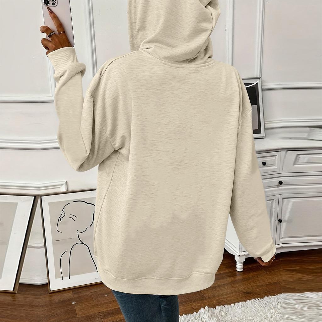 Women's Loose Hooded Sweatshirt Zipper Cardigan Jacket