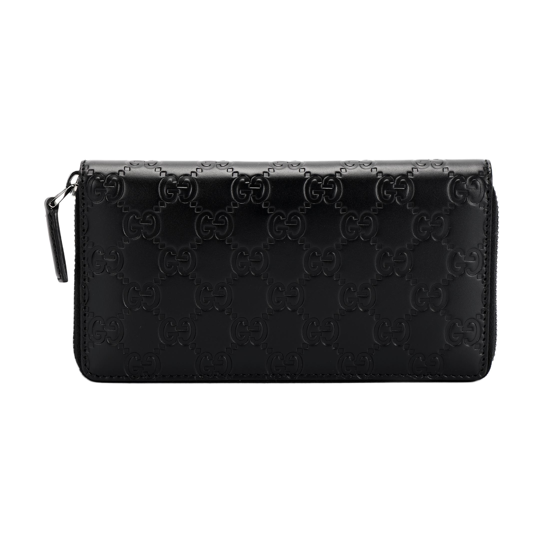 

Gucci GG Embossed Black Leather Zip Around Long Wallet For Unisex Daily Use Basic Set (Bag+Dust Bag)