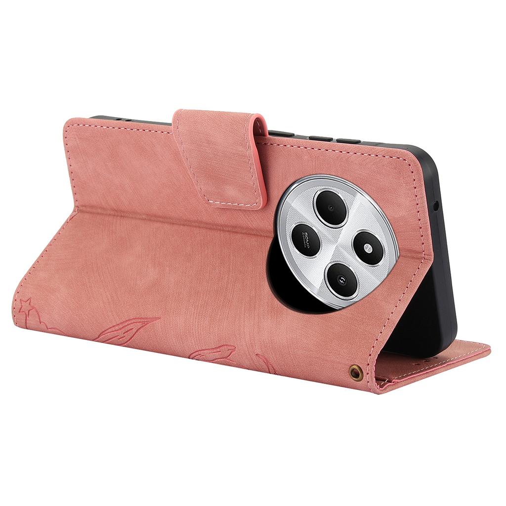 SY-001 For Xiaomi Poco C75 4G/Redmi 14R 5G/14C 4G Case Flower Butterfly Leather Wallet Phone Cover with Hand Strap