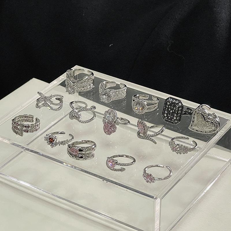 Full Diamond Zir*****Pen Ring French Light Luxury High Sense Cold Wind Niche Design Ring Woman
