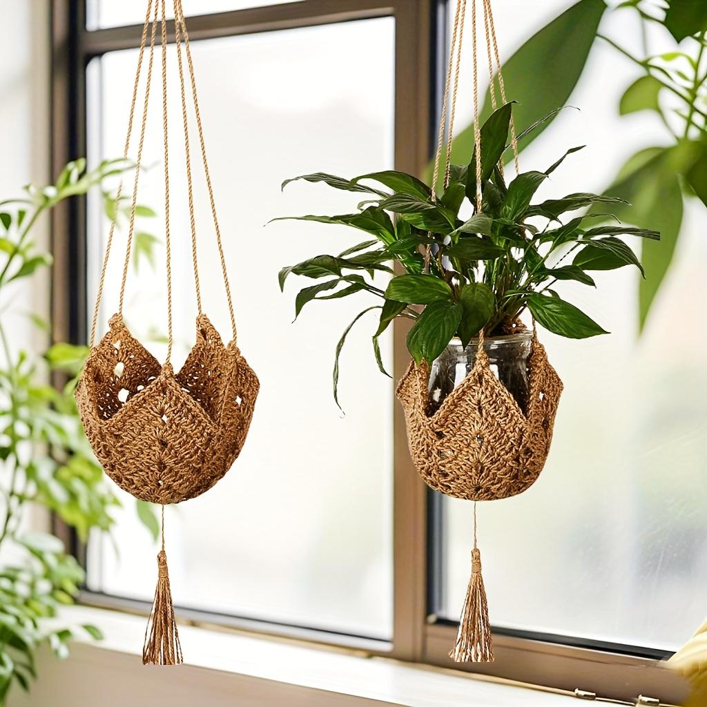 

Boho Macrame Jute Crochet Plant Hanger Fits 3-12 Inch Pots Long Hanging Planter Basket for Indoor Outdoor Home Garden