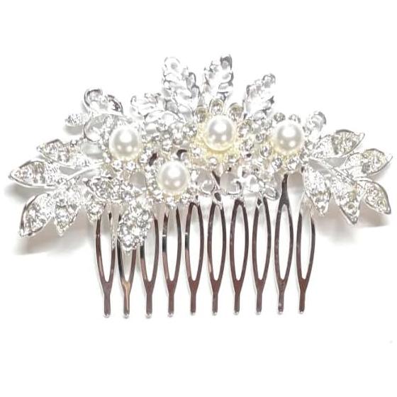 Kanzashi Hair Pin Comb Pearl Kimono Tomesode Wedding Entrance Ceremony Graduation Ceremony (design E) Pearl and Rhinestone Hair Accessory Large Pearl