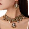 Rhinestone Inlaid Necklace Earrings Set Water Drop Pendant Women Jewelry Set  Bridal