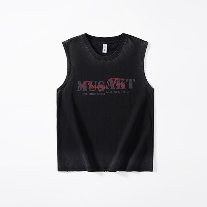 

Новая американская ретро мужская футболка с коротким рукавом большого размера, свободная хлопковая майка без рукавов 4XL