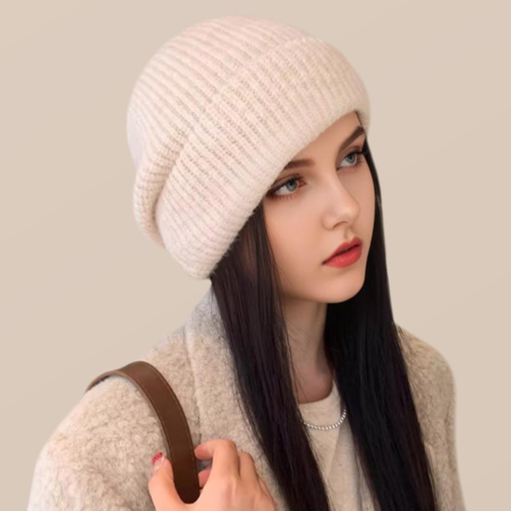 Women's New Style of Wool Hats In Autumn and Winter Big Head Circumference Loose Knitted Pile Hats Versatile Small Cold Hats Showing Off Their Faces